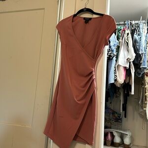 Mauve colored fitted mini dress